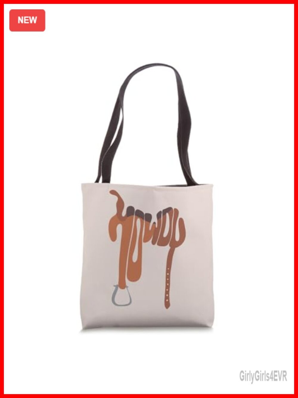 Western Saddle HOWDY Tote Bag Polyester Canvas 16x16 Cowboy Rodeo Handbag